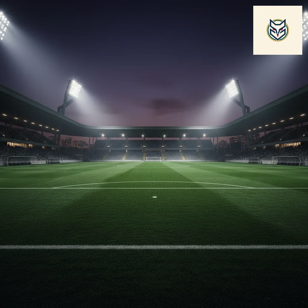 Stadio illuminato durante un evento di scommesse sportive online in diretta