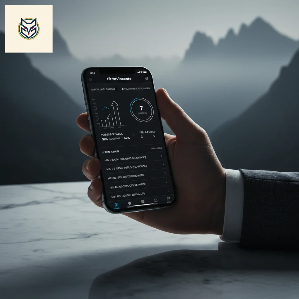 Interfaccia grafica di analisi quote e statistiche sportive su dispositivo mobile